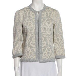 Vintage Tannel Knits Ivory & Matallic Silver Cardigan Sweater Size S